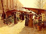 Marche Aux Fleurs A La Madeleine Avec Plantes Potageres by Theodor von Hoermann